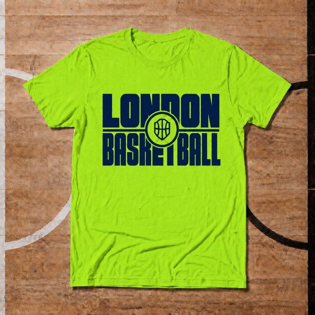 Lime green LONDON BASKETBALL LSB t shirt