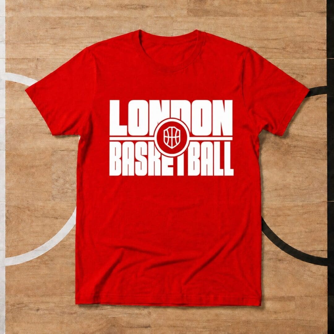 Red LONDON BASKETBALL LSB t shirt